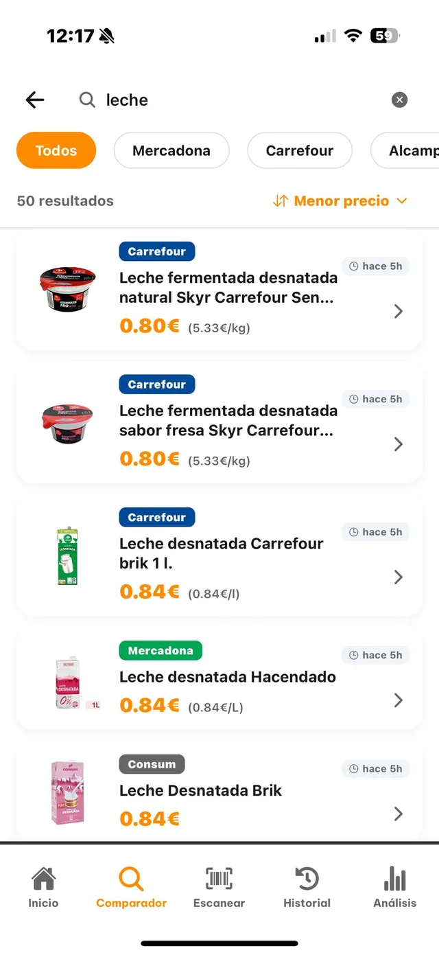 Scanio App price comparison results