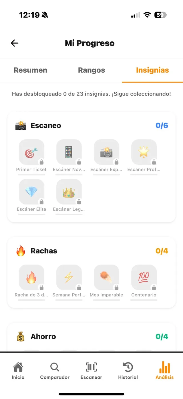 Badges and progress in Scanio App